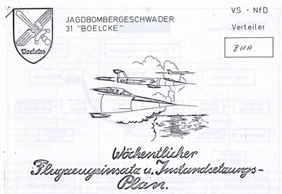 Deckblatt des Flugzeugeinsatzplanes Deckblatt des Flugzeugeinsatzplanes