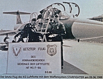 Letzter F-104 Flug 1988 f�r den KG Luftflotte